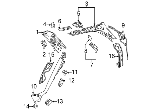 Upper Pillar Trim Diagram for 212-690-16-25-7N73