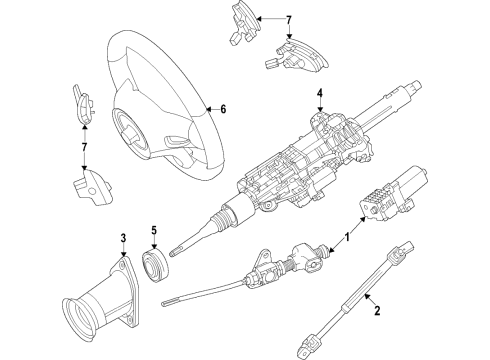 2021 Mercedes-Benz GLE580 Steering Column & Wheel, Steering Gear & Linkage Diagram 1