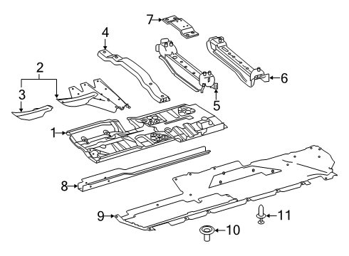 2021 Mercedes-Benz S560 Floor & Rails Diagram 1