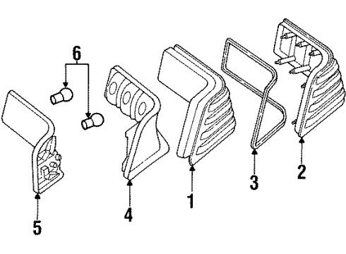 1992 Mercedes-Benz 300SL Tail Lamps Diagram