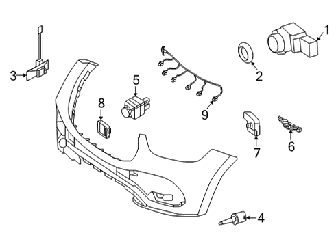 2023 Mercedes-Benz GLE63 AMG S Electrical Components - Front Bumper Diagram 1