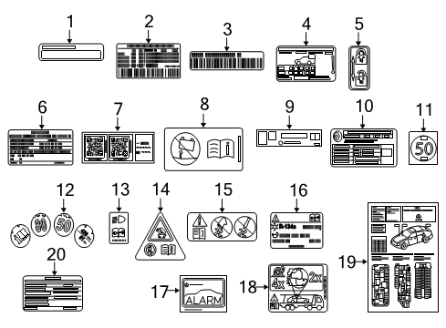 2018 Mercedes-Benz E43 AMG Information Labels Diagram