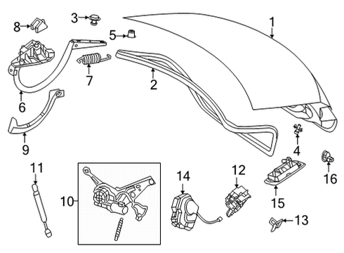 2023 Mercedes-Benz C43 AMG Trunk Lid & Components Diagram 1