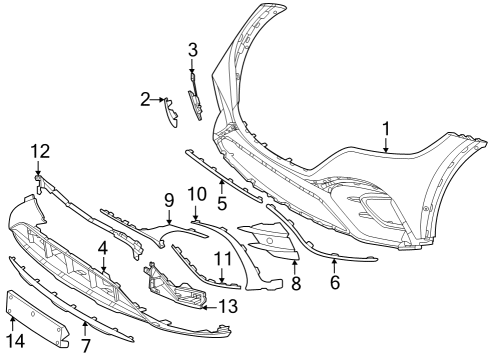 2023 Mercedes-Benz EQE 350+ SUV Bumper & Components - Front Diagram 1