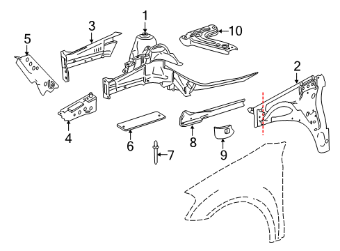 2009 Mercedes-Benz GL550 Inner Components - Fender Diagram