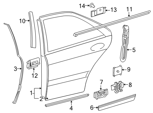 Body Side Molding Diagram for 220-690-13-62-5347