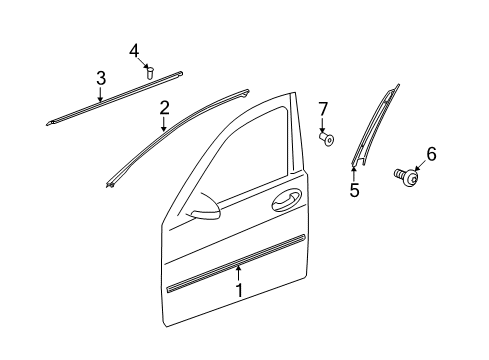 2009 Mercedes-Benz S550 Exterior Trim - Front Door Diagram