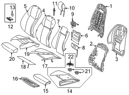 Seat Back Cover Diagram for 205-910-98-12-64-9E43