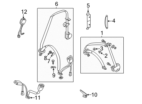 Lap & Shoulder Belt Diagram for 220-860-83-85-1B00