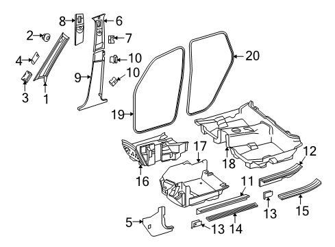 Windshield Pillar Trim Diagram for 204-690-08-26-7K95