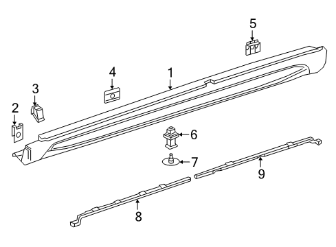 Rocker Molding Diagram for 156-698-09-54