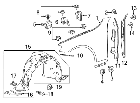 Fender Front Bracket Diagram for 222-880-11-14