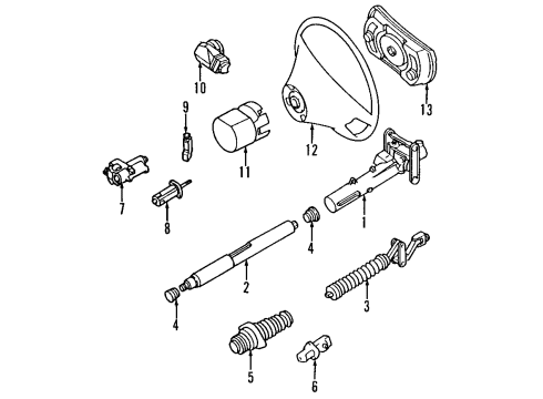 1993 Mercedes-Benz 500SEL Steering Column, Steering Wheel & Trim Diagram 1