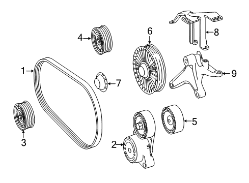 2014 Mercedes-Benz E550 Belts & Pulleys, Cooling Diagram 1