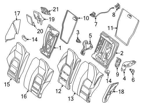 2013 Mercedes-Benz C250 Rear Seat Components Diagram 6