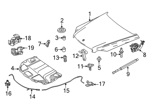 2020 Mercedes-Benz GLC300 Hood & Components, Body Diagram 2