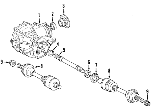 2000 Mercedes-Benz E430 Front Axle, Axle Shafts & Joints, Differential, Drive Axles, Propeller Shaft