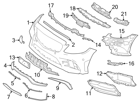 2020 Mercedes-Benz C63 AMG S Front Bumper Diagram 2