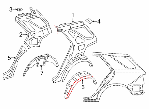 2017 Mercedes-Benz GLE400 Inner Structure - Quarter Panel Diagram