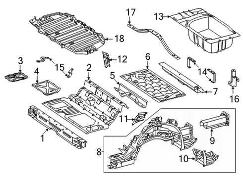 2023 Mercedes-Benz EQS AMG Rear Floor & Rails Diagram