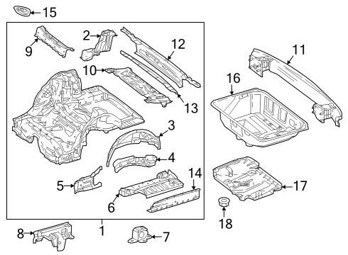 2021 Mercedes-Benz E63 AMG S Rear Floor & Rails Diagram 2