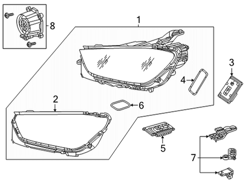 Headlamp Assembly Diagram for 167-906-93-04