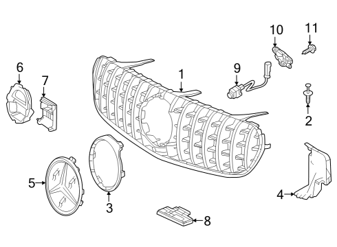 2021 Mercedes-Benz GLC63 AMG Grille & Components Diagram 1