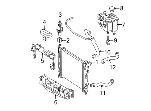 2006 Mercedes-Benz C55 AMG Radiator & Components Diagram