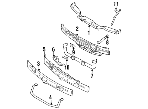 1992 Mercedes-Benz 500E Radiator Support Diagram