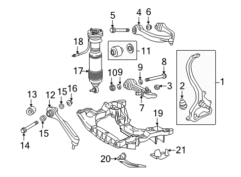 2011 Mercedes-Benz SL550 Front Suspension, Control Arm Diagram 1