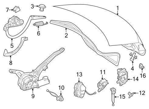 2023 Mercedes-Benz EQE 500 Trunk Lid & Components Diagram