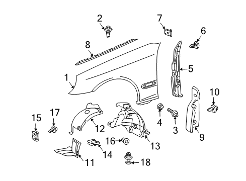 2003 Mercedes-Benz CLK500 Fender & Components Diagram