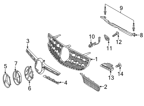 Grille Cover Diagram for 253-888-16-00