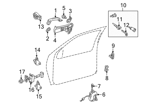 2005 Mercedes-Benz C230 Door - Lock & Hardware Diagram