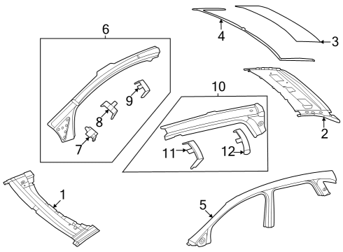 2023 Mercedes-Benz EQE 500 SUV Roof & Components Diagram