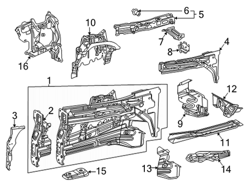 2021 Mercedes-Benz GLS63 AMG Structural Components & Rails Diagram