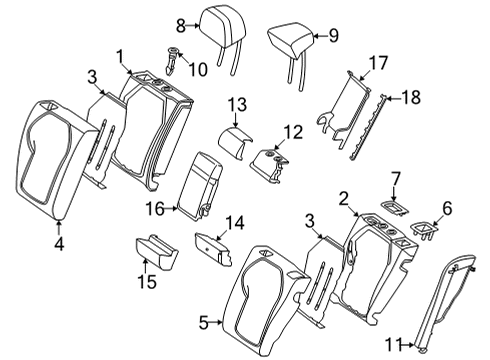 2023 Mercedes-Benz EQS 450 Rear Seat Components Diagram 2