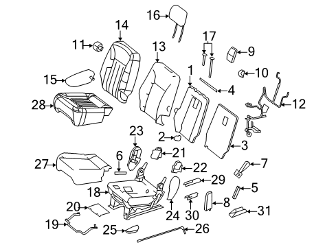 Seat Back Frame Cap Diagram for 251-924-28-37-7E94