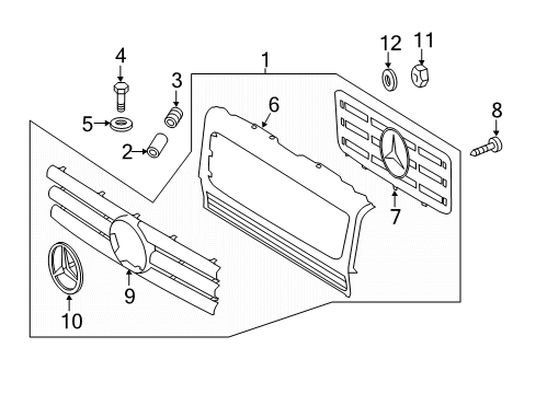 2018 Mercedes-Benz G550 Grille & Components Diagram