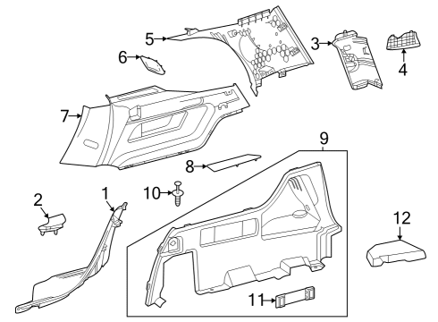 Lower Quarter Trim Diagram for 243-690-40-00-9051