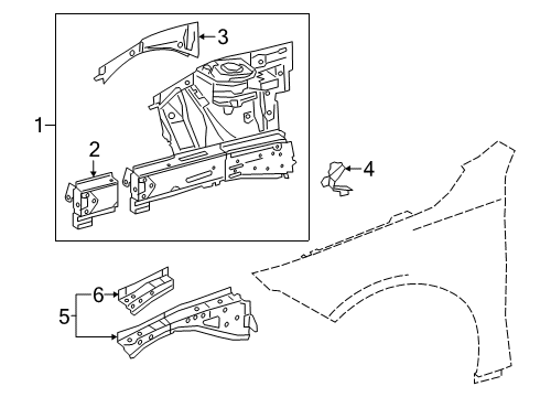 2022 Mercedes-Benz A220 Structural Components & Rails Diagram