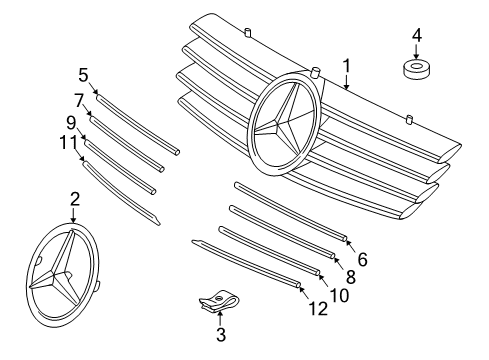 2003 Mercedes-Benz CL55 AMG Grille & Components Diagram