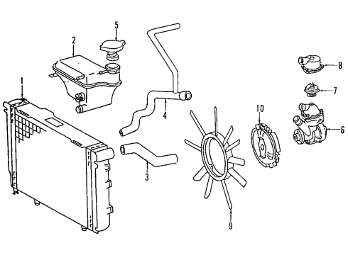 1995 Mercedes-Benz E300 Radiator & Components Diagram 2