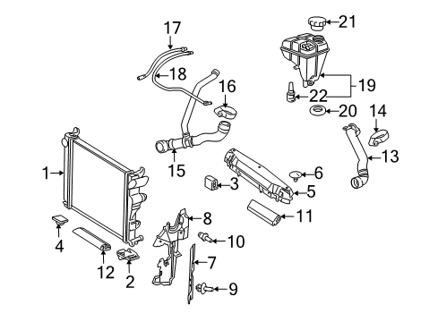 2005 Mercedes-Benz SL600 Radiator & Components Diagram