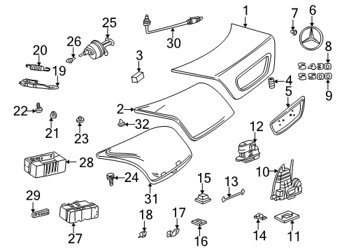 2001 Mercedes-Benz S500 Trunk Lid & Components, Interior Trim Diagram