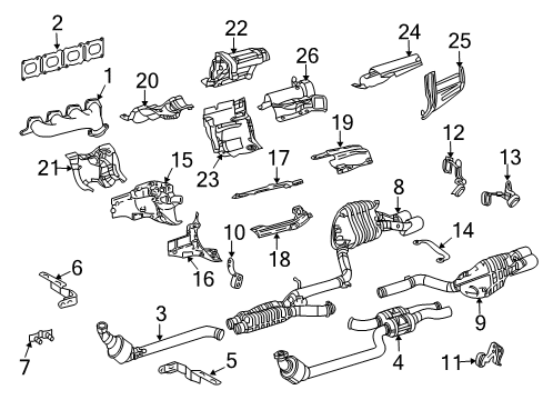 2009 Mercedes-Benz C63 AMG Exhaust Components, Exhaust Manifold Diagram