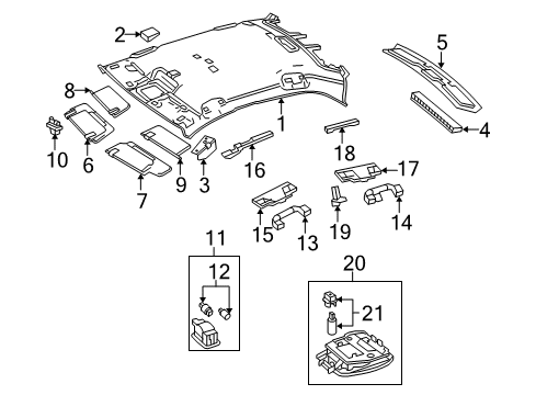 2010 Mercedes-Benz E63 AMG Interior Trim - Roof Diagram