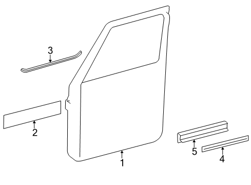 2003 Mercedes-Benz G500 Front Door & Components, Exterior Trim, Trim Diagram