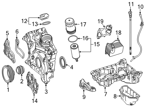 2020 Mercedes-Benz SLC43 AMG Engine Parts & Mounts, Timing, Lubrication System Diagram 1