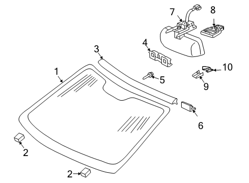 2009 Mercedes-Benz SL550 Windshield Glass Diagram